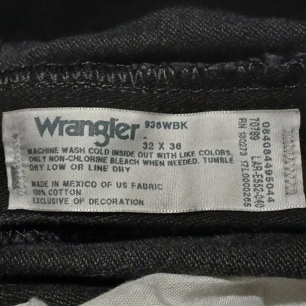 Wrangler 936WBK Cowboy Cut Slim Fit Black Denim‎ Jeans Mens 32x36 High Rise